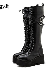 Load image into Gallery viewer, Chunky Heel Knee High Boots