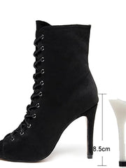 Load image into Gallery viewer, Peep-Toe Lace Up Heels
