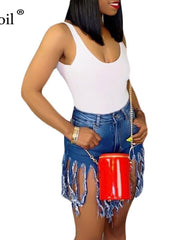 Load image into Gallery viewer, High Waist Tassel Jeans Shorts