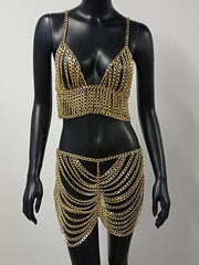 Load image into Gallery viewer, Chain Crop Top & Bottom