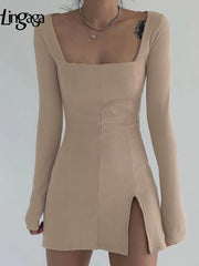 Load image into Gallery viewer, Square Neck Ribbed Dress