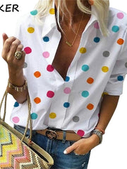 Load image into Gallery viewer, Polka Dot Button Up Blouse