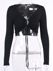 Load image into Gallery viewer, Front Tie Long Sleeve Tops