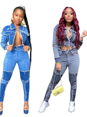 Load image into Gallery viewer, Frayed Jacket & Denim Jeans