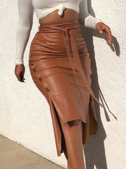 Load image into Gallery viewer, Asymmetrical Faux Leather Skirt