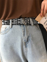 Load image into Gallery viewer, Unisex Canvas Belts Letters Printed D Ring Double Buckle