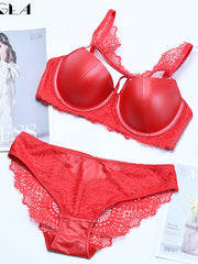 Load image into Gallery viewer, Lace Faux Leather Lingerie Set