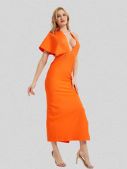 Load image into Gallery viewer, Asymmetric Sleeve Side Slit Dress