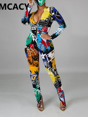 Load image into Gallery viewer, Long Sleeve Graffiti Jumpsuit