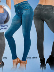 Load image into Gallery viewer, Slim Faux Denim Jeans Leggings W/ Pockets