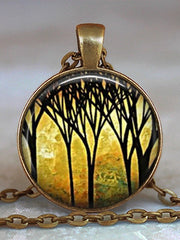Load image into Gallery viewer, Tree Of Life Glass Cabochon Statement Necklace