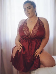 Load image into Gallery viewer, Sleeveless V-neck Lace Sexy Nightdress Lingerie