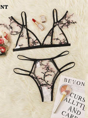 Load image into Gallery viewer, Sheer Lace Embroidered Lingerie Set
