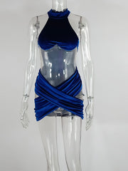 Load image into Gallery viewer, Hollow Out Velvet Mini Dress