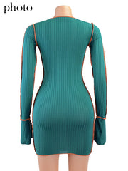 Load image into Gallery viewer, Lace Up Deep V Neck Bodycon Dress