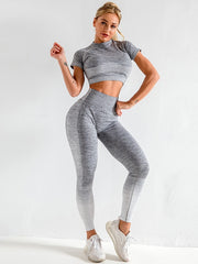 Load image into Gallery viewer, Long Sleeve Top & Legging Fitness Outfit
