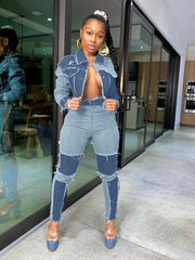 Load image into Gallery viewer, Frayed Jacket & Denim Jeans