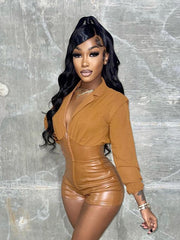 Load image into Gallery viewer, Faux Leather Botton Romper