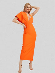 Load image into Gallery viewer, Asymmetric Sleeve Side Slit Dress