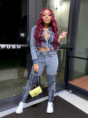 Load image into Gallery viewer, Frayed Jacket & Denim Jeans