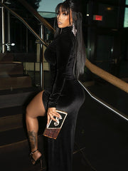 Load image into Gallery viewer, Long-Sleeve Velvet Dress