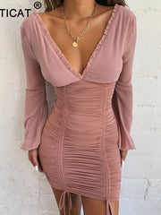 Load image into Gallery viewer, Bodycon Ruffle Dress