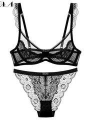 Load image into Gallery viewer, Sheer Lace Bra & Panties Set