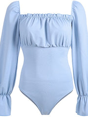 Load image into Gallery viewer, Long Sleeve Laced-up Back One-piece Bodysuit.
