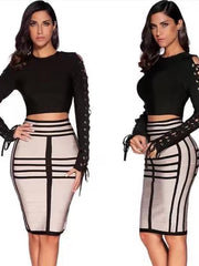 Load image into Gallery viewer, Lace-Up Sleeve Top & Skirt