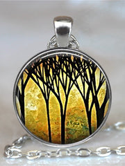 Load image into Gallery viewer, Tree Of Life Glass Cabochon Statement Necklace