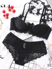 Load image into Gallery viewer, Fashion Sexy Bra Sets Plus Size C D Cup Thin Cotton Underwear Women Set Lace Comfortable Brassiere Gray Bras Embroidery Lingerie