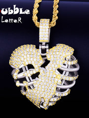 Load image into Gallery viewer, Broken Skeleton Heart Pendant Necklace