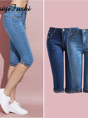 Load image into Gallery viewer, Knee Length Jeans Shorts