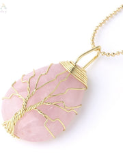 Load image into Gallery viewer, Tree of Life Natural Stone Pendant Necklace