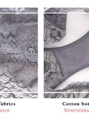 Load image into Gallery viewer, Fashion Sexy Bra Sets Plus Size C D Cup Thin Cotton Underwear Women Set Lace Comfortable Brassiere Gray Bras Embroidery Lingerie