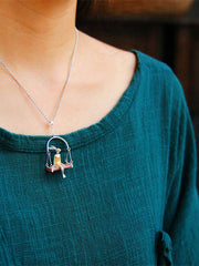 Load image into Gallery viewer, 925 Sterling Silver Natural Sea Shell Handmade Miss Rabbit Pendant