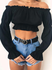 Load image into Gallery viewer, Crop Top Off Shoulder Top