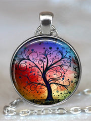 Load image into Gallery viewer, Tree Of Life Glass Cabochon Statement Necklace