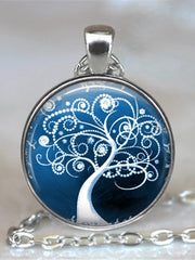 Load image into Gallery viewer, Tree Of Life Glass Cabochon Statement Necklace