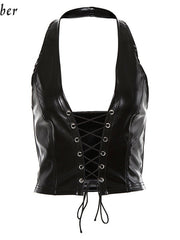 Load image into Gallery viewer, Faux Leather Corset Top