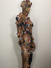 Load image into Gallery viewer, Halloween Men Women Horror Costume Big Eye Novelty Printing Skinny Jumpsuit Stretch Rompers Nightclub Party Scary Costumes