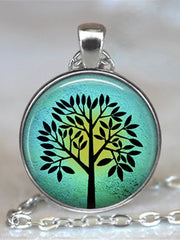 Load image into Gallery viewer, Tree Of Life Glass Cabochon Statement Necklace