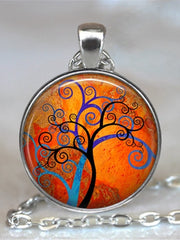Load image into Gallery viewer, Tree Of Life Glass Cabochon Statement Necklace