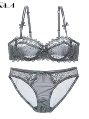 Load image into Gallery viewer, Floral Lace Bra & Side Lace Panties