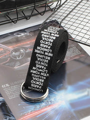 Load image into Gallery viewer, Unisex Canvas Belts Letters Printed D Ring Double Buckle