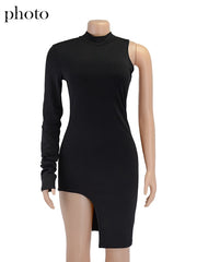 Load image into Gallery viewer, One Shoulder Long Sleeve Dress