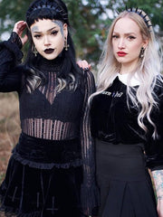 Load image into Gallery viewer, Lace Trim Black Skirt