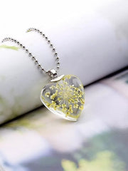 Load image into Gallery viewer, Natural Handmade Dried Flower Heart Shape Glass Pendant & Necklace