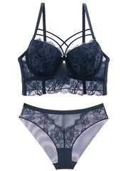 Load image into Gallery viewer, Floral Lace Bra & Sheer Lace Panties Set