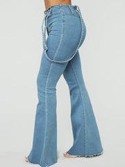Load image into Gallery viewer, Jeans with Suspenders and Flared Legs